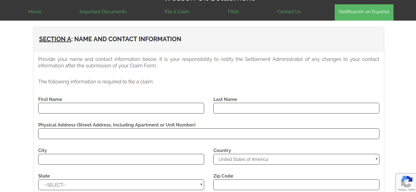 Claim A File In Wesson Oil Settlement