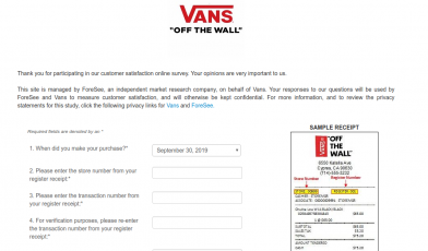 Complet VANS Canada Survey To Win Cad $5700