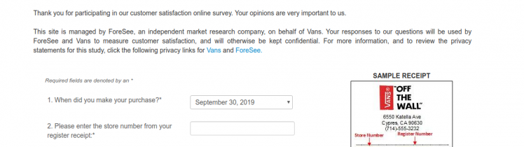 Complet VANS Canada Survey To Win Cad $5700