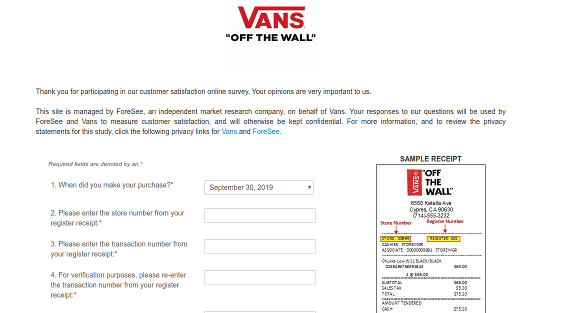 Complet VANS Canada Survey To Win Cad $5700