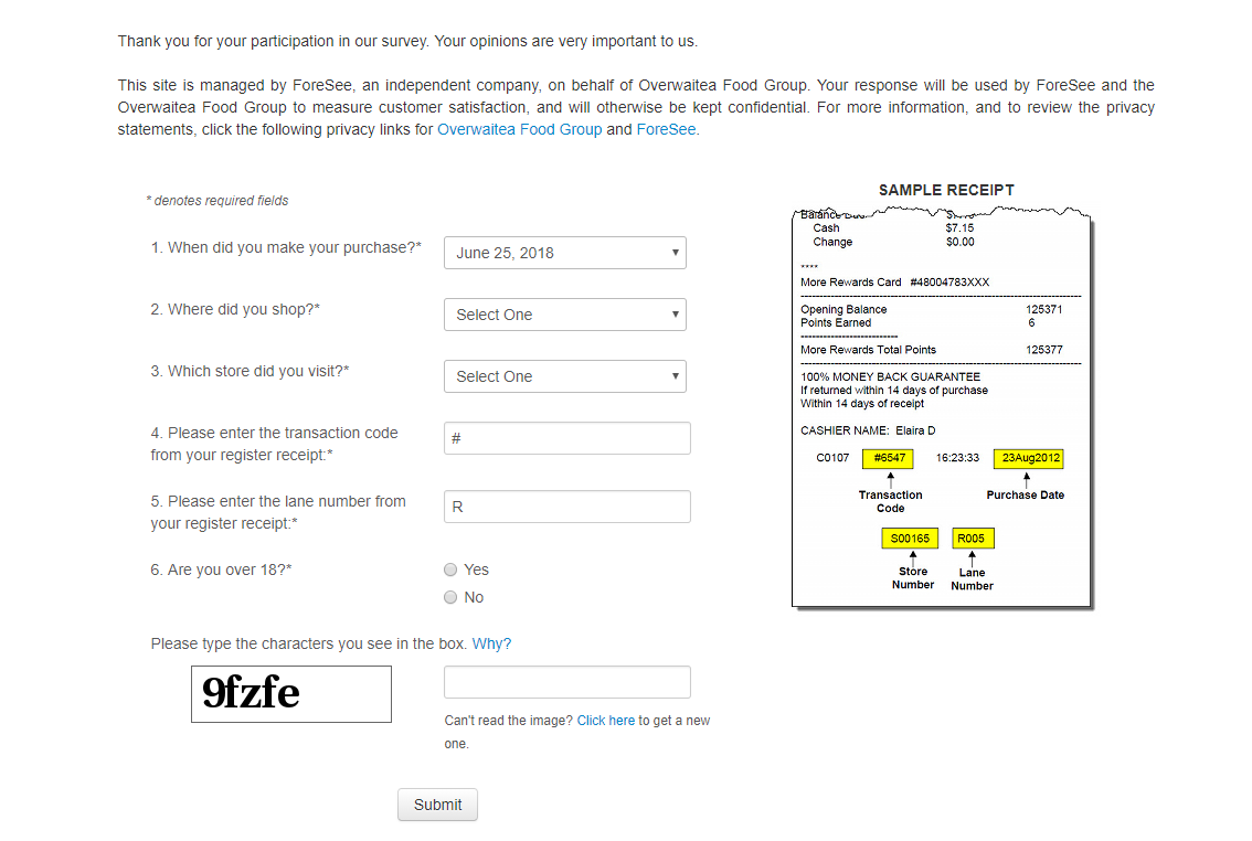 Overwaitea Foods Survey
