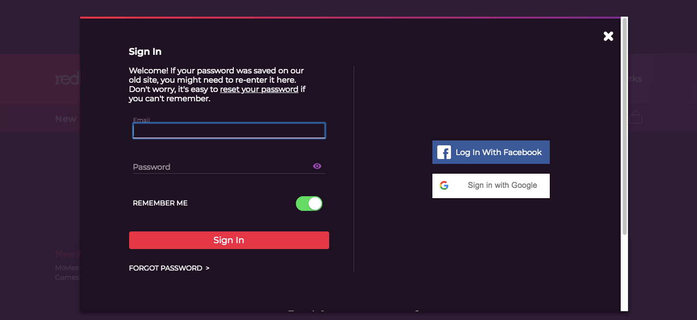 Redbox Registration on Roku