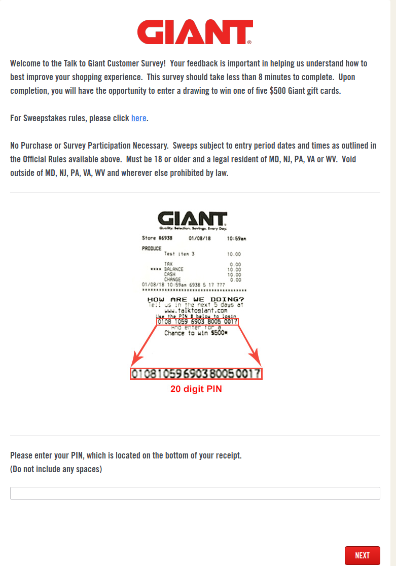 Take Giant Food Survey To Win $7500 Cash
