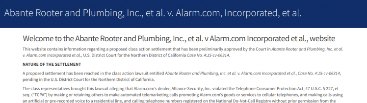 alarmtcpaclassaction settlement claim logo