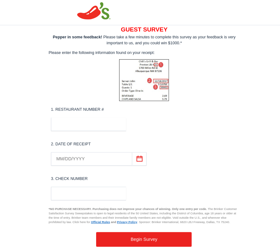 chili's grill survey