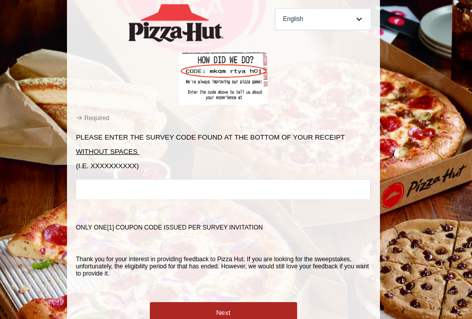 pizza Hut survey