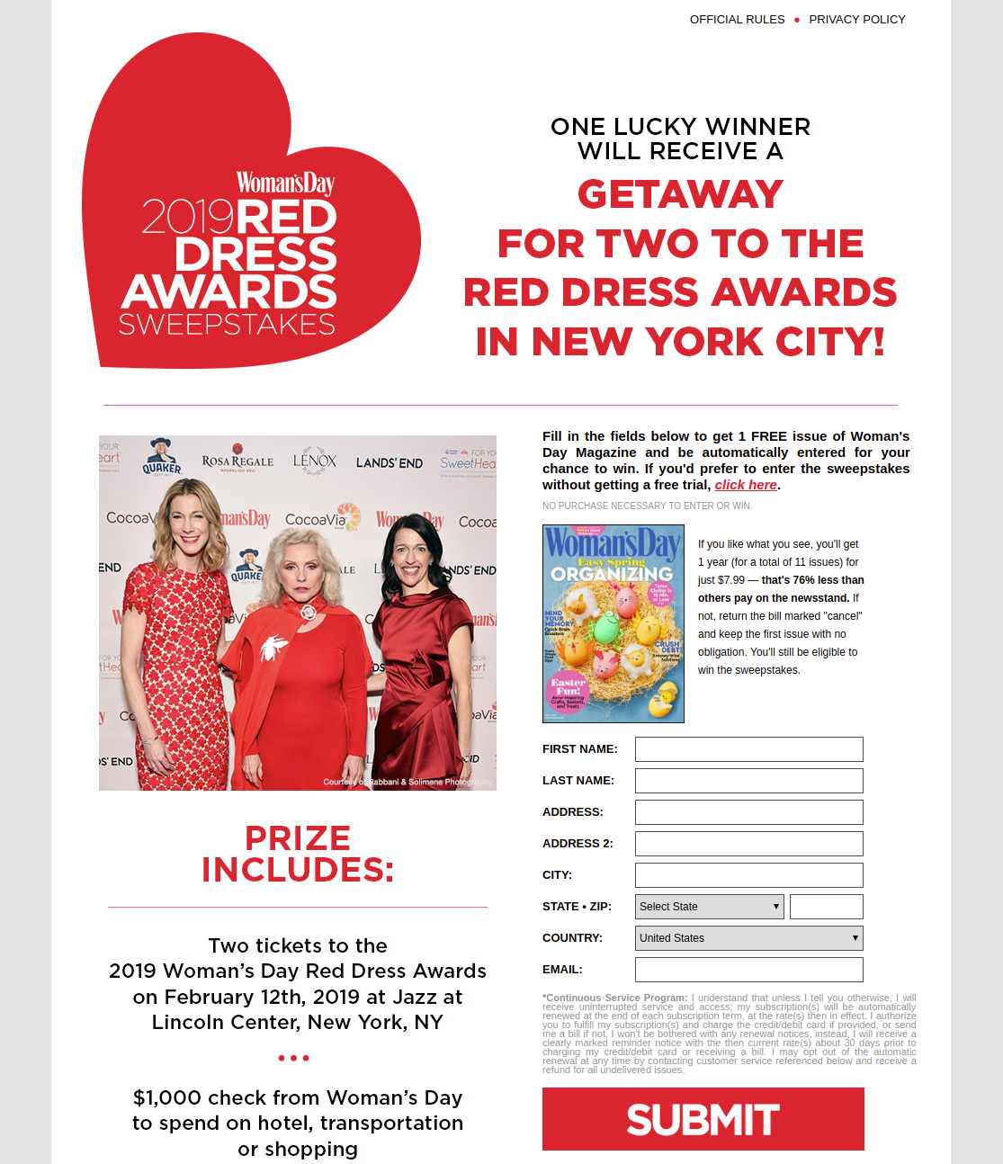 red dress sweeps womens day