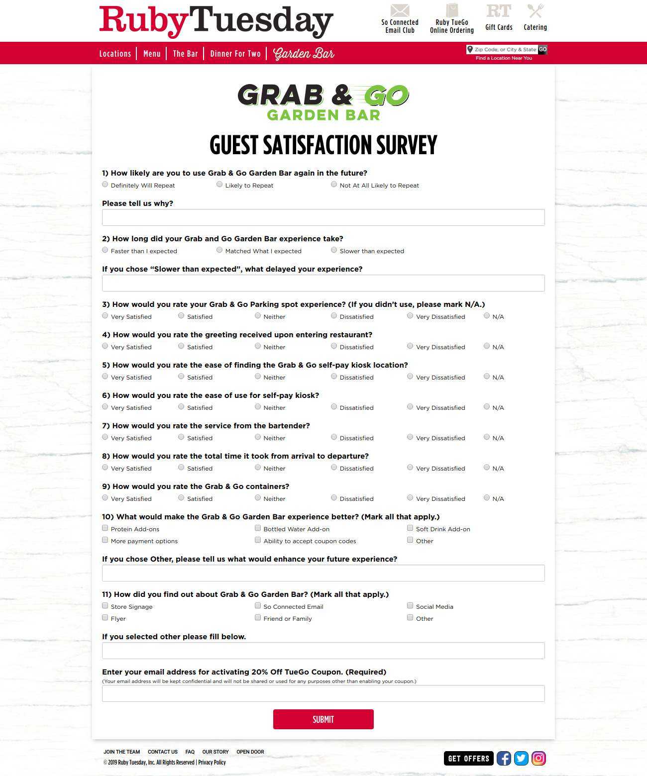 ruby tuesday survey