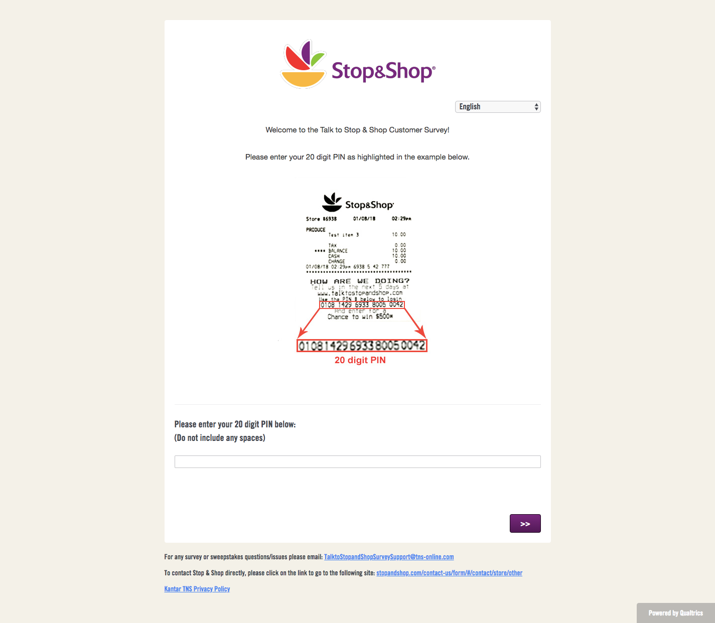 stop and shop Survey