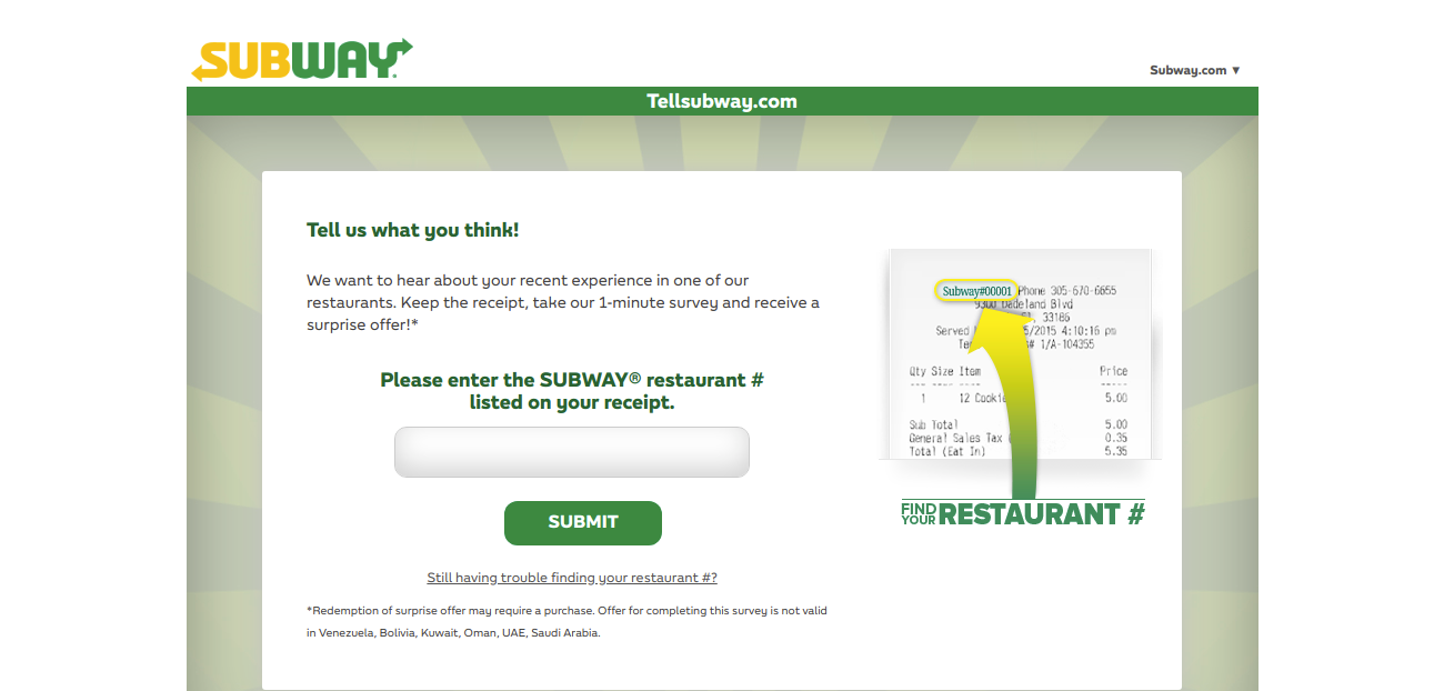 subway customer survey