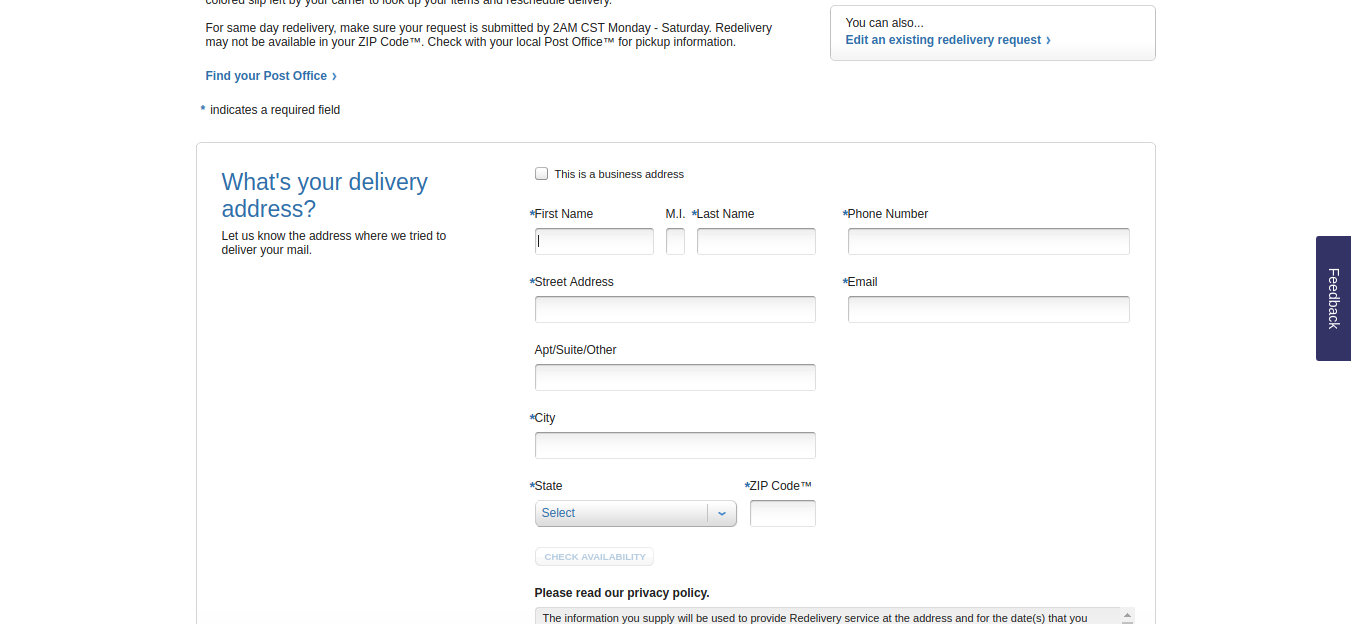 usps redelivery