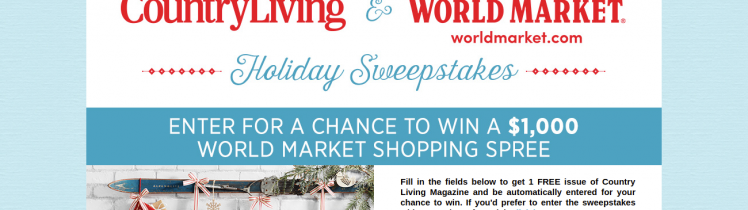 world market country living sweepstakes